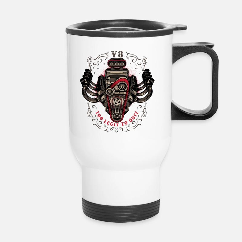 hot rod V8 - Thermal mug with handle - white