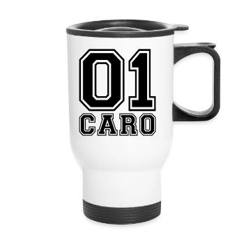 Caro - Name - Thermobecher mit Tragegriff - Weiß - Vorne