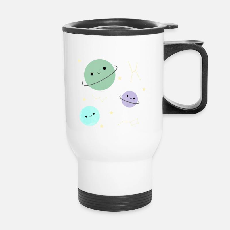 Kawaii planets - Thermal mug with handle - white