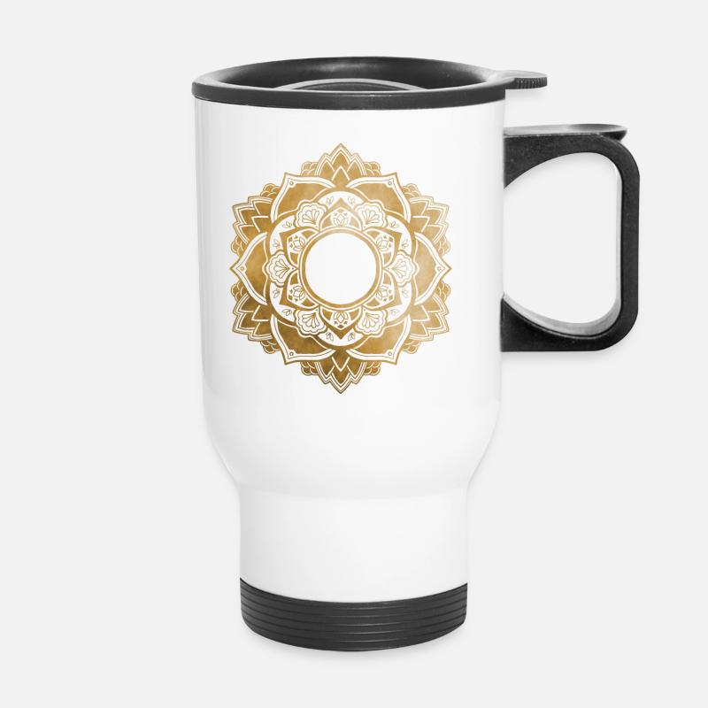 Mandala No.4 Gold - Thermobecher mit Tragegriff - Weiß