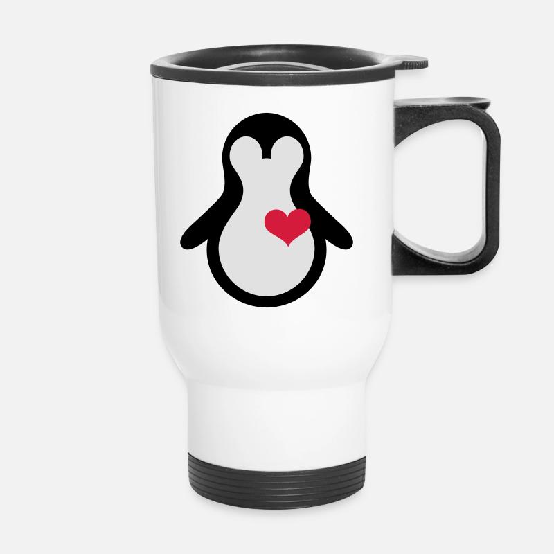 herz_penguin - Thermobecher mit Tragegriff - Weiß
