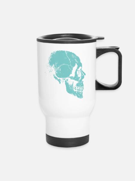 Skelett Totenkopf Bones - Thermobecher mit Tragegriff - Weiß