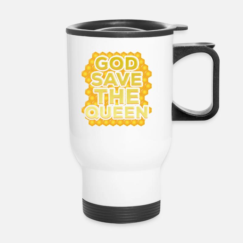 Bees - God Save The Queen - Thermal mug with handle - white