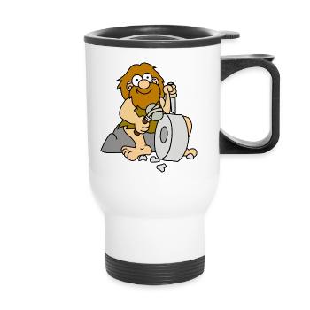 neanderthal cave man caveman steinzeit10 - Thermal mug with handle - white - Front