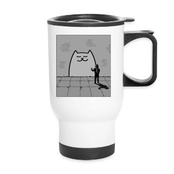 Sleepy Cat - Thermal mug with handle - white - Front