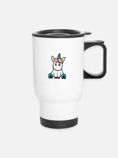Unicorn Shirt i dont care in a unicorn - Thermal mug with handle - white