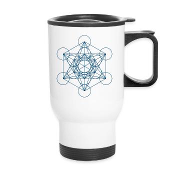METATRONS WÜRFEL - blau - Thermobecher mit Tragegriff - Weiß - Vorne