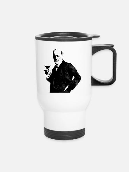 Sigmund Freud - Thermobecher mit Tragegriff - Weiß