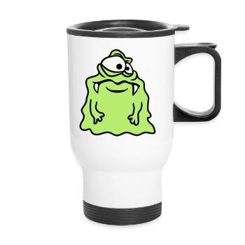 glibber mucus disgusting slimy face head mons - Thermal mug with handle - white - Front