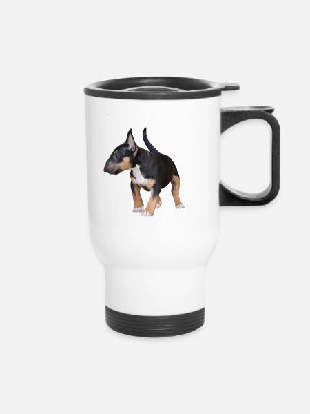 Miniatur Bullterrier - Thermobecher mit Tragegriff - Weiß