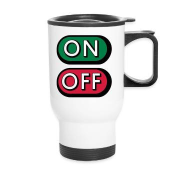 On Off Buttons - Thermal mug with handle - white - Front