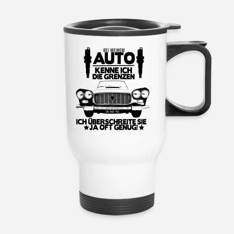 Auto Liebhaber Geschenk Oldtimer Autofahrer Shirt - Thermobecher mit Tragegriff - Weiß