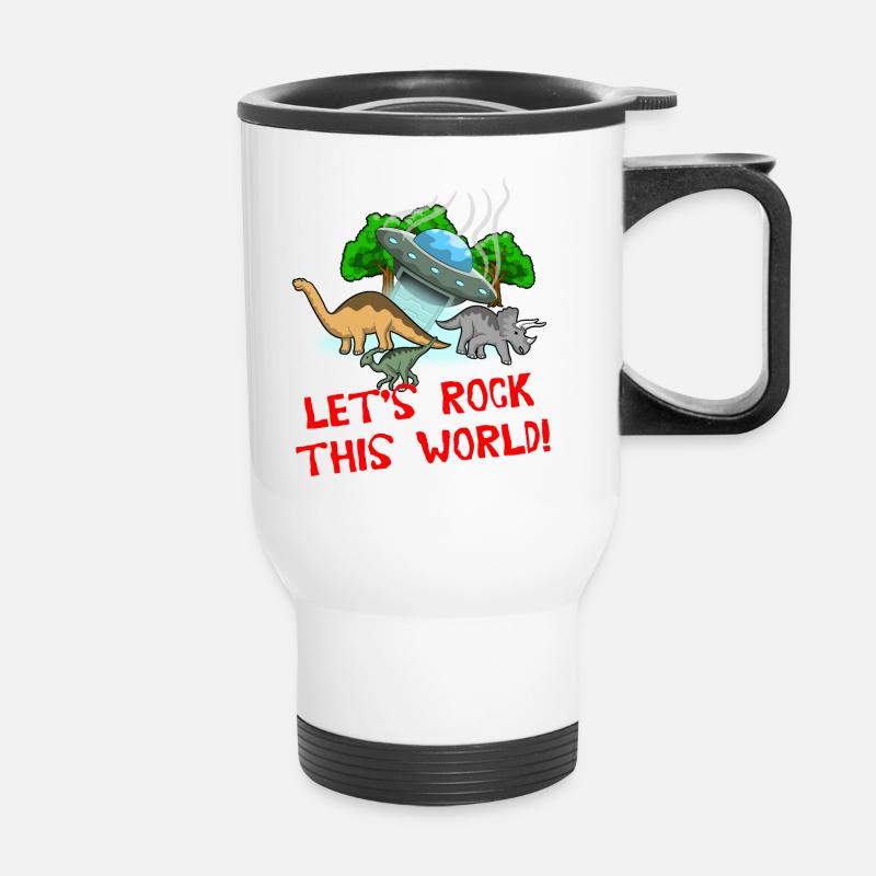 LETS ROCK THIS WORLD - INVASION DER DINO ALIENS - Thermobecher mit Tragegriff - Weiß