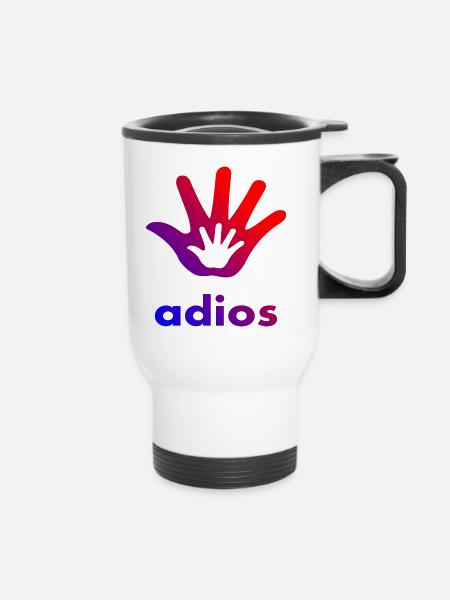 Adios Hand - Thermobecher mit Tragegriff - Weiß