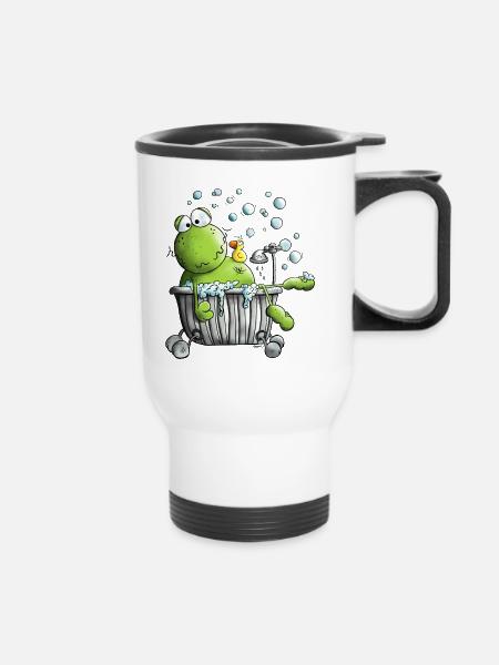 Wellness Frosch - Thermobecher mit Tragegriff - Weiß