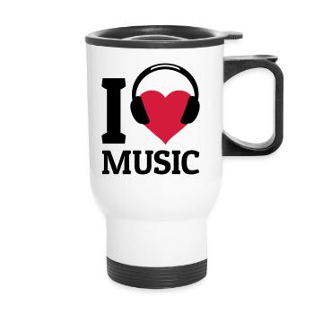 I love Music - Thermobecher mit Tragegriff - Weiß - Vorne