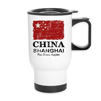 China Vintage Flag - Thermobecher mit Tragegriff - Weiß - Vorne