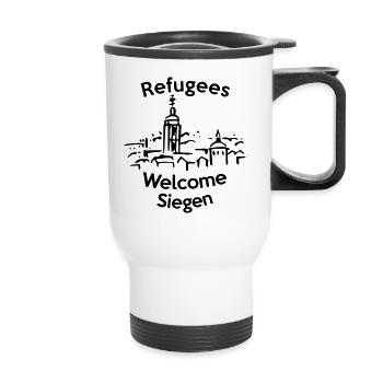 Refugees Welcome Siegen - Thermobecher mit Tragegriff - Weiß - Vorne