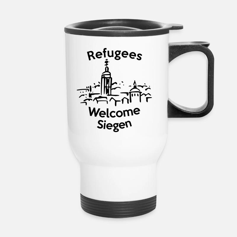 Refugees Welcome Siegen - Thermobecher mit Tragegriff - Weiß