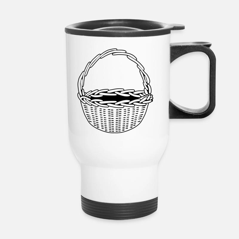Korb - schwarz-weiß - einfärbbar - Thermobecher mit Tragegriff - Weiß