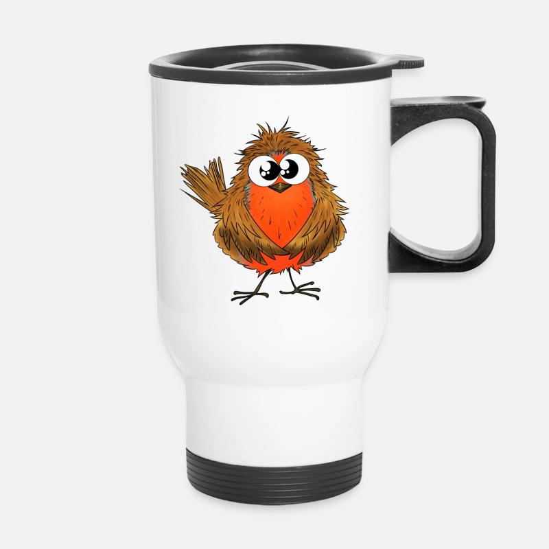 Tipiou le Rouge Gorge - Tasse isotherme avec poignée - blanc