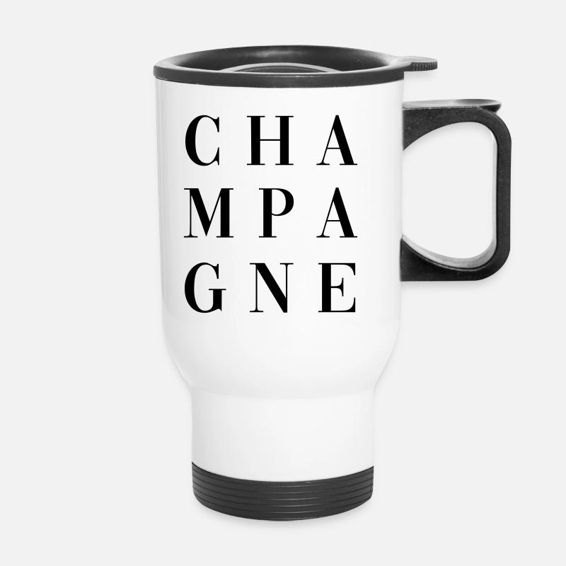 THREE LINES BLACK - Thermal mug with handle - white