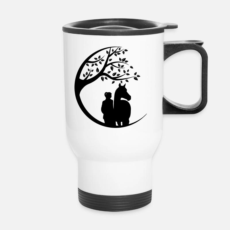 Une fille avec un cheval - Tasse isotherme avec poignée - blanc