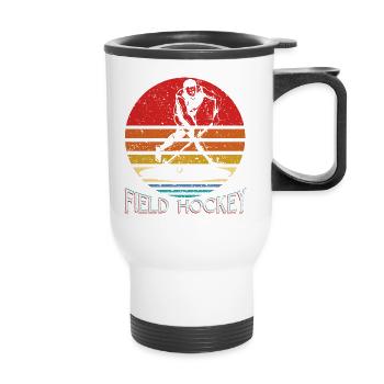 Rétro vintage hockey de hockey cadeau de hockey sur glace jeu - Tasse isotherme avec poignée - blanc - Devant