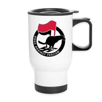 « Dogs Against Fascism » pour les propriétaires de chiens Antifa - Tasse isotherme avec poignée - blanc - Devant