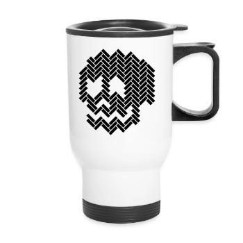Wooden head - Thermal mug with handle - white - Front