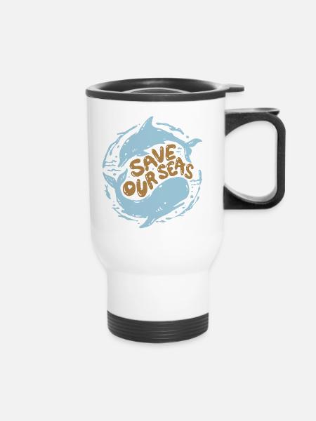 Save our seas - Thermobecher mit Tragegriff - Weiß