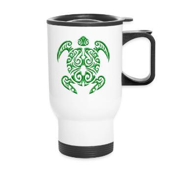 Maori Vert Tribal Tortue Animaux - Tasse isotherme avec poignée - blanc - Devant