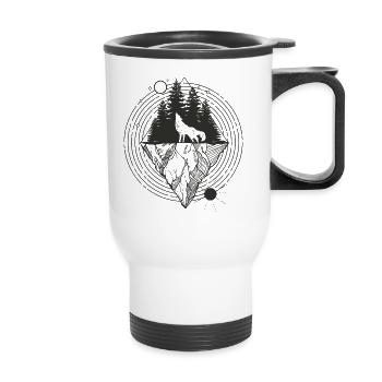 Entdecken Natur Tiere Series Wolf YIN YANG 01 - Thermobecher mit Tragegriff - Weiß - Vorne