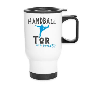 Handball Torwart Torhüter - Thermobecher mit Tragegriff - Weiß - Vorne