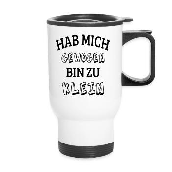 dick mollig fett Übergewicht lustige Sprüche Waage - Thermobecher mit Tragegriff - Weiß - Vorne