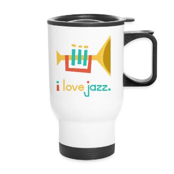 I love Jazz - I love jazz trumpet musicians - Thermal mug with handle - white - Front