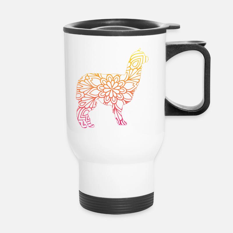 Alpaca Mandala - Thermal mug with handle - white