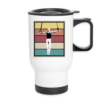 Anneaux de gymnastique masculine, gymnastes, gymnastique masculine - Tasse isotherme avec poignée - blanc - Devant