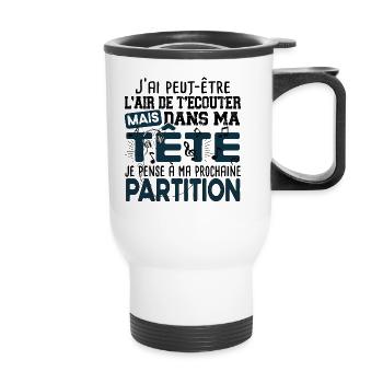 Musique Musicien Musicienne Partition Cadeau - Tasse isotherme avec poignée - blanc - Devant
