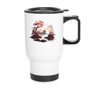 Art vintage sur bois - Tasse isotherme avec poignée - blanc - Devant