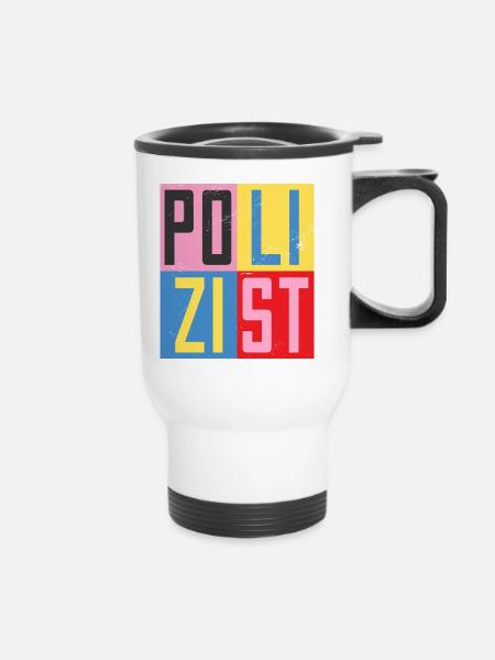 Polizist Design - Thermobecher mit Tragegriff - Weiß