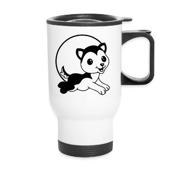 CHIEN CHAT ANIMAL DE COMPAGNIE - Tasse isotherme avec poignée - blanc - Devant