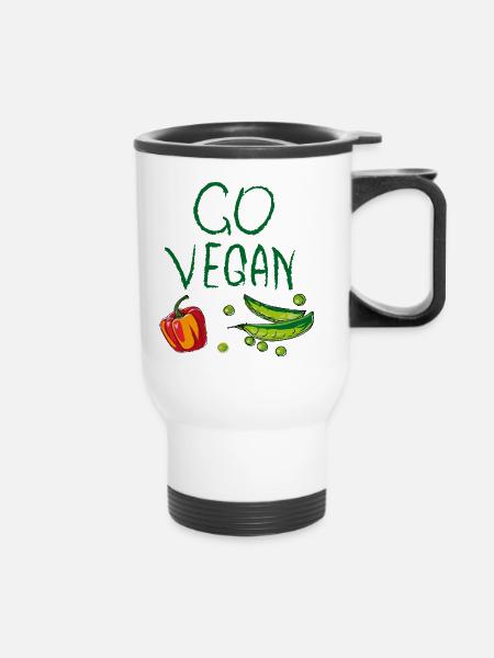 Go Vegan, Koch - Thermobecher mit Tragegriff - Weiß