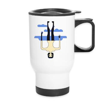 The man upside down - Thermal mug with handle - white - Front