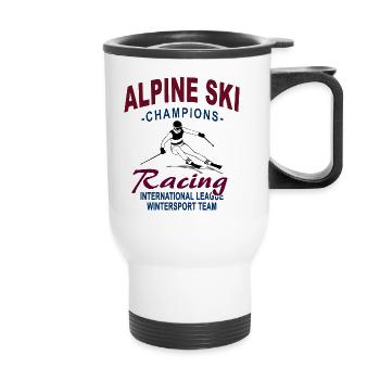 Ski alpine - Ski Abfahrt - Slalom - Skifahrer - Thermobecher mit Tragegriff - Weiß - Vorne