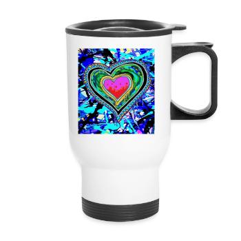 Heart Love spray paint graffiti cool - Thermal mug with handle - white - Front