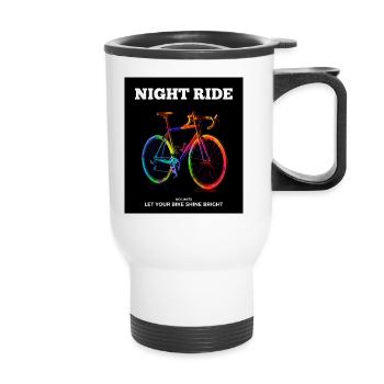 Neon Rennrad "Night ride" Art Fahrrad Radsport - Thermobecher mit Tragegriff - Weiß - Vorne