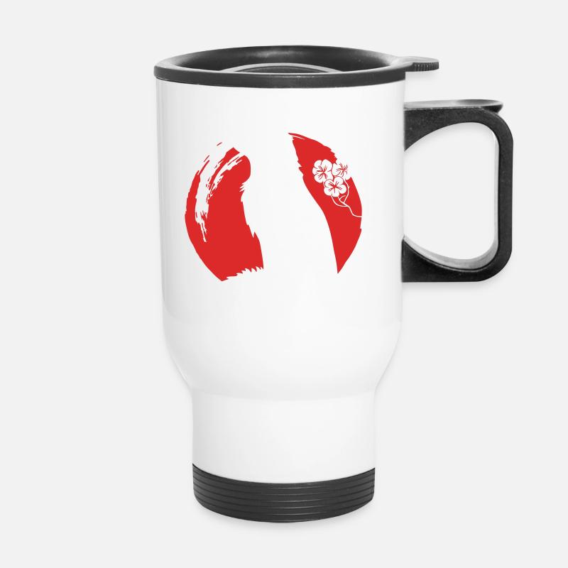 Fox Silhouette Japanese - Thermal mug with handle - white