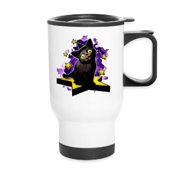 Black Star Wizard Kitten - Thermal mug with handle - white - Front