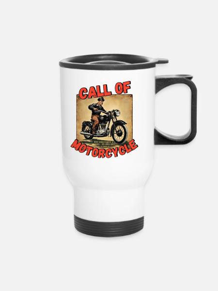 Nostalgisch Biker - Thermobecher mit Tragegriff - Weiß